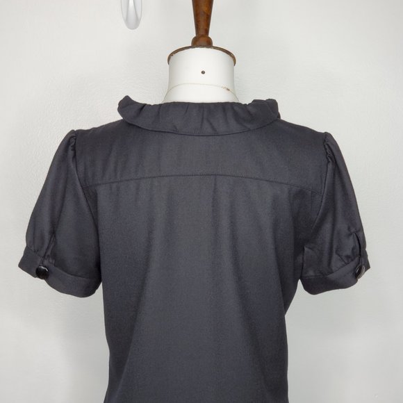 J. Crew Black Classic Wool Ruffle Neck Phoebe Dress Size 2 - Picture 7 of 10